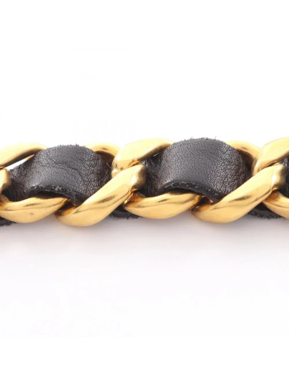 Chanel Belt Logo Chain Gold Leather Necklace
